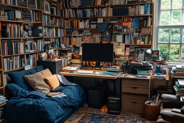 Comparison of a messy study desk and an organized study space for effective learning