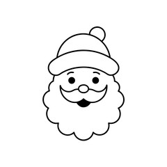 Santa claus face outline with hat and beard on transparent background