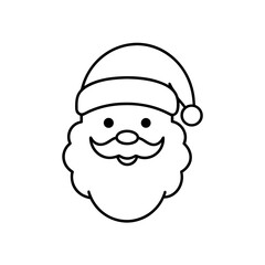Santa claus face outline simple drawing on transparent background