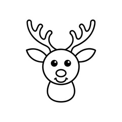 Simple outline drawing of a reindeer face on transparent background