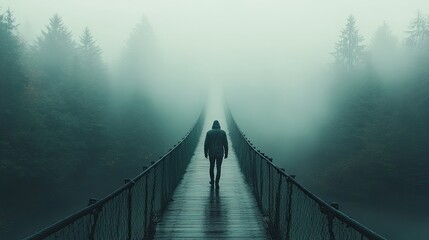 Foggy Forest Bridge Walk