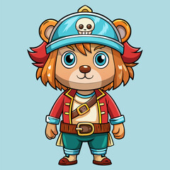 playful vector artwork features a cute pirate cartoon character