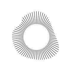 Radial wave sound lines. Circular frame. Sound circle ring. Wavy roun frame. Radial sun rays symbol. vector illustration