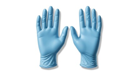 Obraz premium Pair of Blue Medical Gloves on a White Background Cleanliness Concept