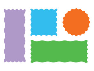 Set or rectangular shapes with squiggly border. Set of rectangle shape frames with zigzag edge. Wavy shape vector illustration