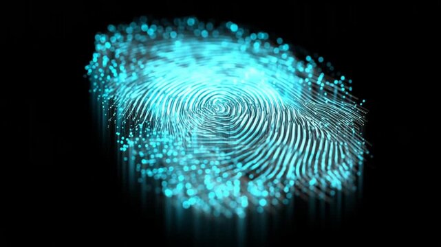 Abstract glowing digital fingerprint graphic