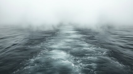 Foggy Ocean Wake of a Ship