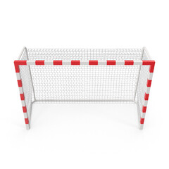 Professional handball goal with red and white frame isolated png