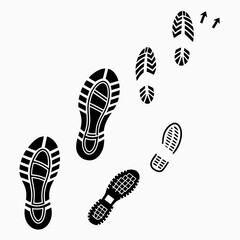 Black shoe sole prints and arrows footprints boot prints