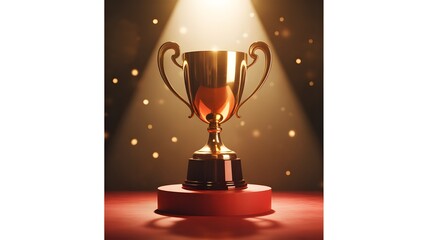 Stunning gold trophy gleaming under spotlight, symbolizing achievement and recognition of outstanding success