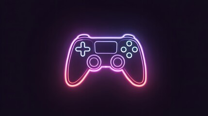 Vibrant neon game controller glows with futuristic electric energy against a dark, atmospheric background