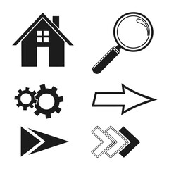 Collection of black navigation icons symbol house