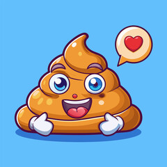 poop emoji looks funny with heart bubble showing love and joy