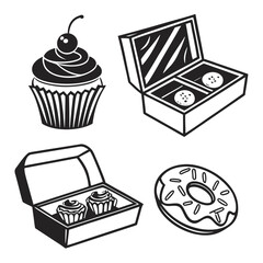 Cupcake donut cookie boxes cherry frosting