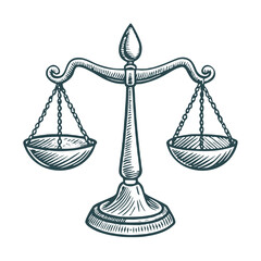 Libra zodiac sign illustration in vintage style with balanced scales and intricate design