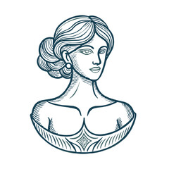 Virgo zodiac sign illustration in vintage style with elegant lines and detail