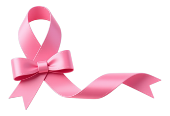 Pink Ribbon Bow with Transparent Background, 3D Realism Design Element