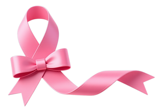 Pink Ribbon Bow with Transparent Background, 3D Realism Design Element