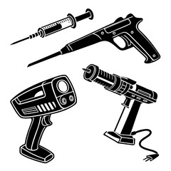 Futuristic medical and scientific instruments syringe