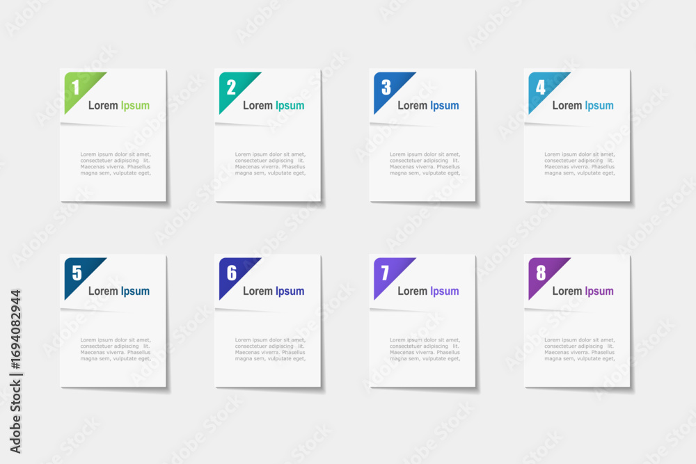 Canvas Prints for business concept with 8 steps infographics, rectangle shape with multicolor label, design for wo