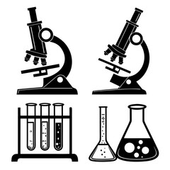 Microscopes test tubes flasks laboratory science