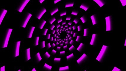 Abstract glowing purple tunnel with rotating geometric shapes creating futuristic digital vortex motion - Powered by Adobe