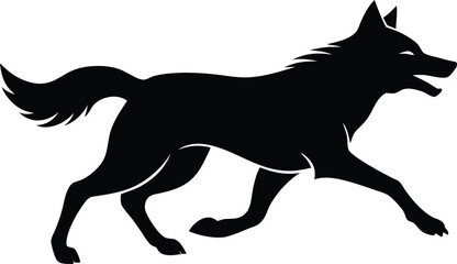 black and white wolf on transparent background