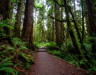 Obraz premium Lush forest path (1)