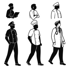 Professional uniform silhouettes chef doctor
