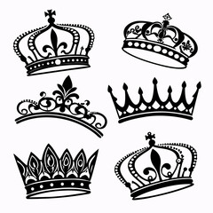 Royal crowns and tiaras black silhouettes regal monarchy © Md Kazi Rahman