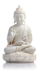 White Buddha statue meditation pose serene