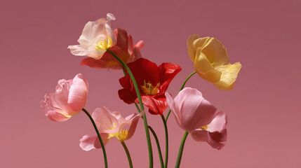 Obraz premium ai florist expertly creates bouquet inspired by diverse emotions blending ultrabright modern colors with minimalist