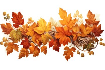 Autumn leaves border autumn plant maple.