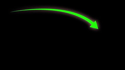 Green Arrow Pointing Downwards on a Black Background with Neon Glow Effect 2574.mp4