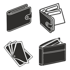 Wallet icons closed open cards money