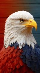Obraz premium Close-up majestic American bald eagle in white, red and blue colors