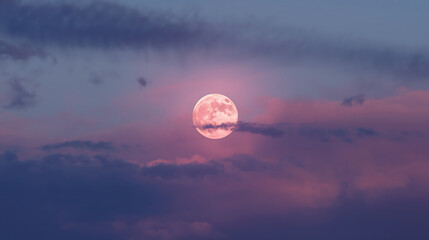 The pink moon is visible in the sky.