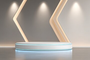 Modern, empty, round podium