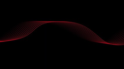Red Abstract Wave Lines Flowing Pattern on Black Background bright curve