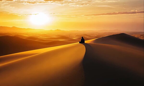 Biblical Concept of Jesus Sitting Alone in the Wilderness, Fasting for 40 Days and 40 Nights, and Facing the Devil's Temptation