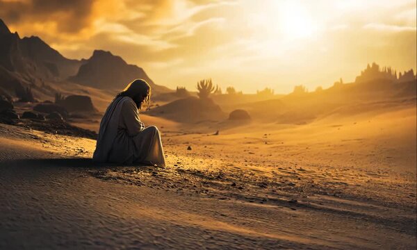 Jesus Fasted for 40 Days and 40 Nights in the Desert. Temptation of Christ