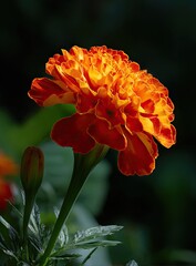 Close-up of vibrant orange-yellow marigold