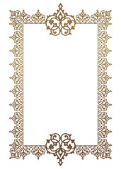 This frame is designed in gold pallete an Arabic style, perfect for use in Arabic calligraphy, certificates, the Quran, and other decorative works