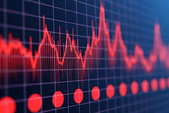 Stock market crash shown in a red line graph with a dark blue background indicating financial loss
