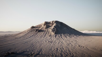 Elevated sand dune formation on a desolate landscape.