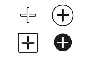 Obraz premium Add and plus icon bundle with editable stroke. Thin line vector graphic set for website buttons, mobile app UI. Includes concepts like create, new item, more, positive, expand.
