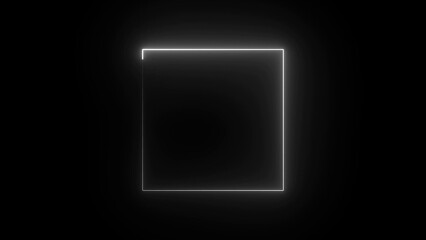 White Neon Square Outline Glowing on Black Background Seamless Loop Animation Keywords: white, neon, square, outline, glowing, light, bright, illuminated, geometric, shape