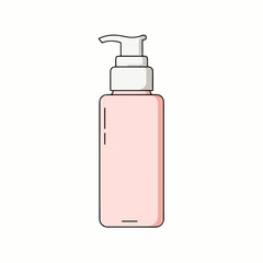 Pink rectangular bottle with a white pump dispenser, isolated on a white background.