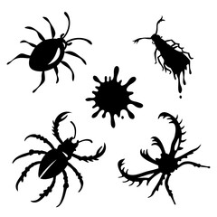 Abstract insect and splash silhouettes blob