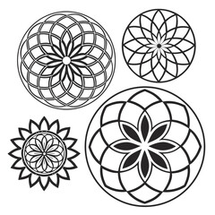 Abstract geometric floral patterns symmetrical